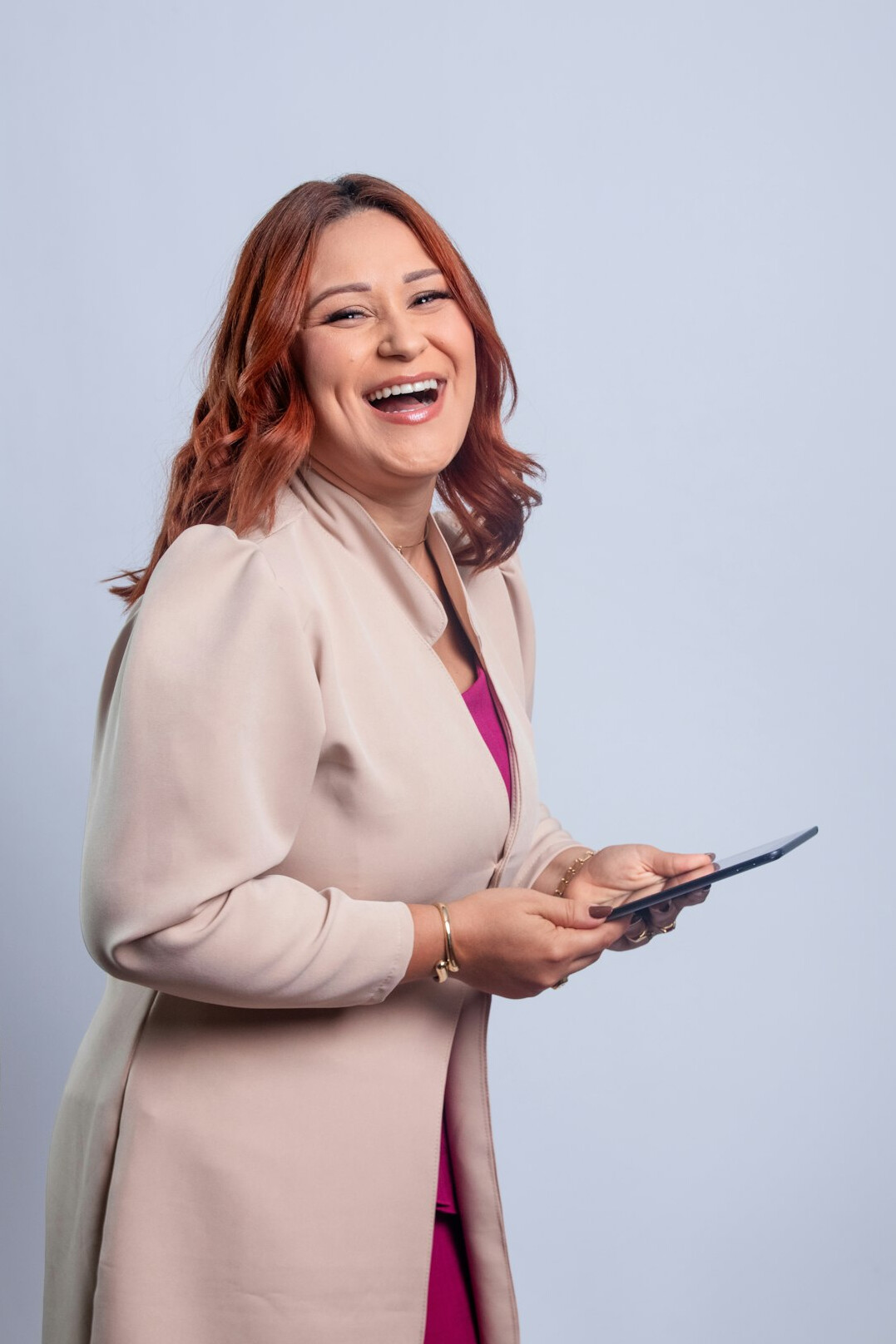 successful presenter smiling