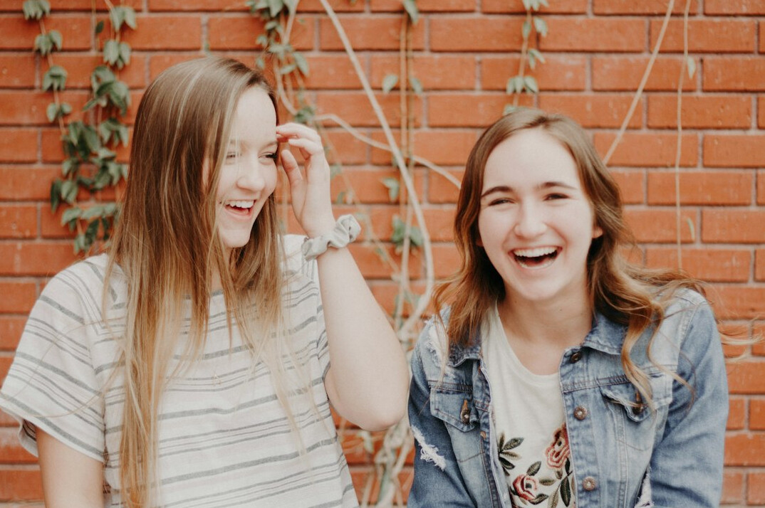 friends chatting happily